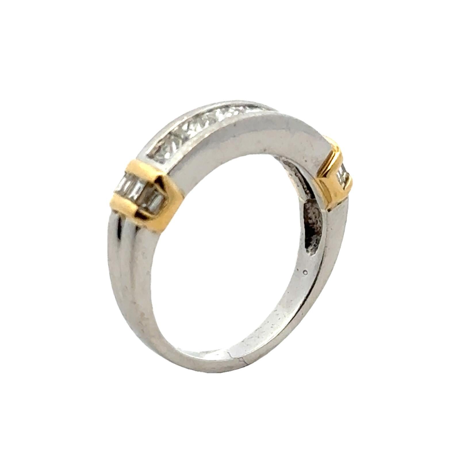 Gents Diamond Platinum 18 Karat Yellow Gold Wedding Band Ring