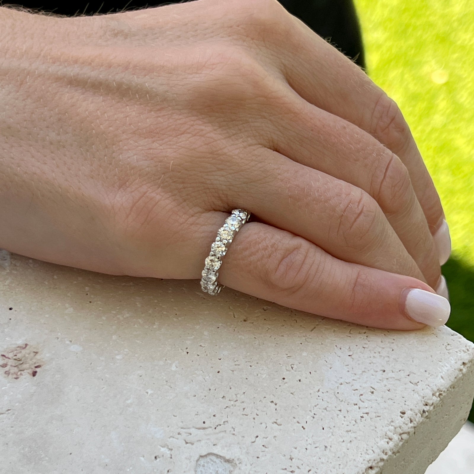 2.70 CTW Round Brilliant Cut Diamond Eternity Wedding Band 18KWG Size 3.75