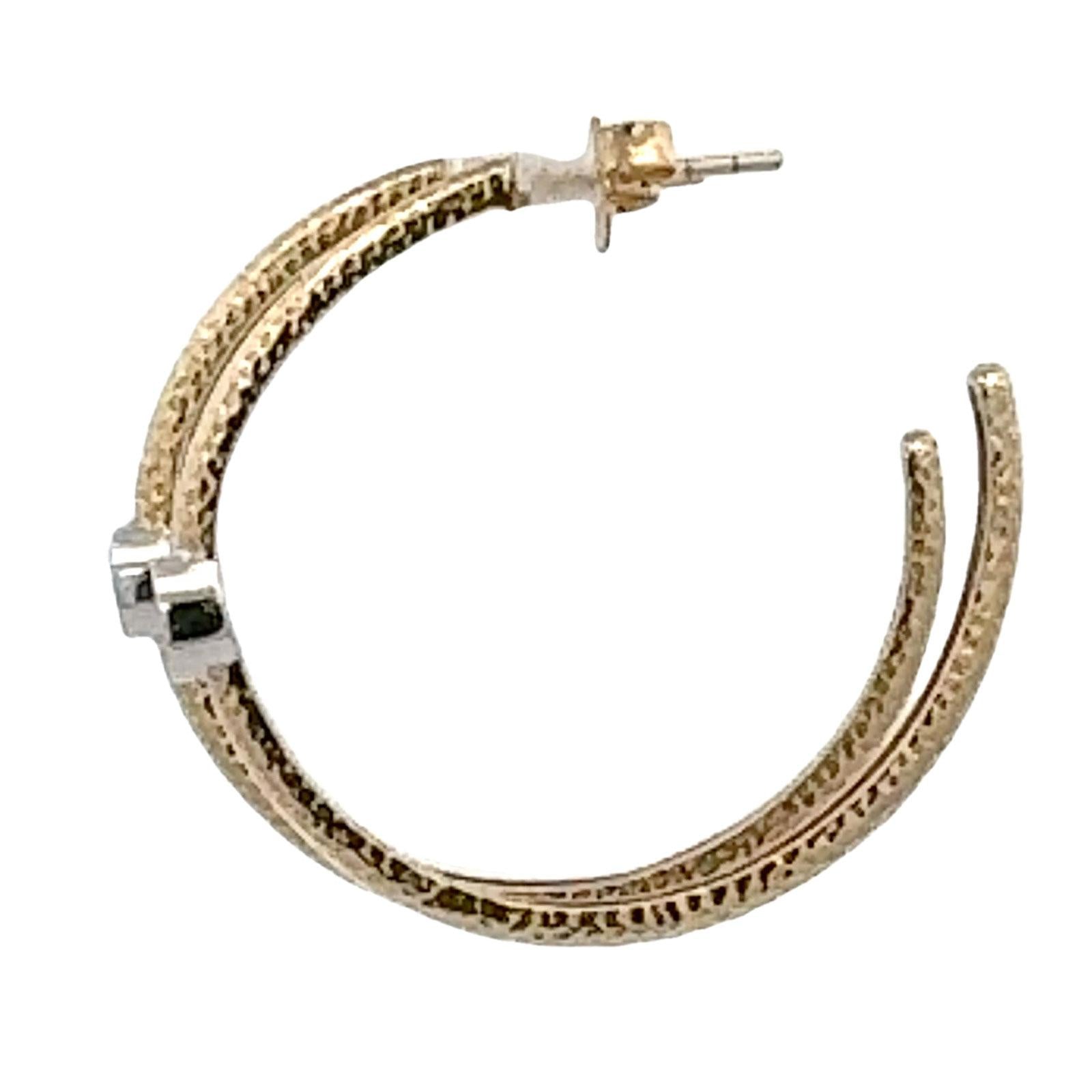Bezel Set Diamond 14 Karat Yellow Gold 1.5 Inch Hoop Earrings