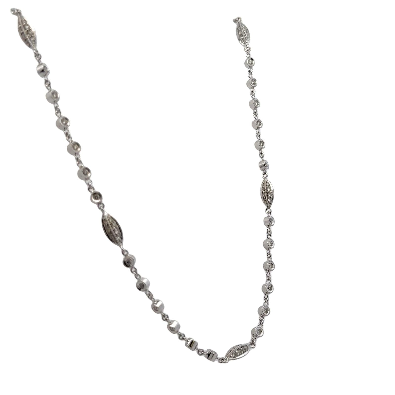 2- CTW Round Brilliant Diamond 18 Karat White Gold 16 Inch Link Necklace