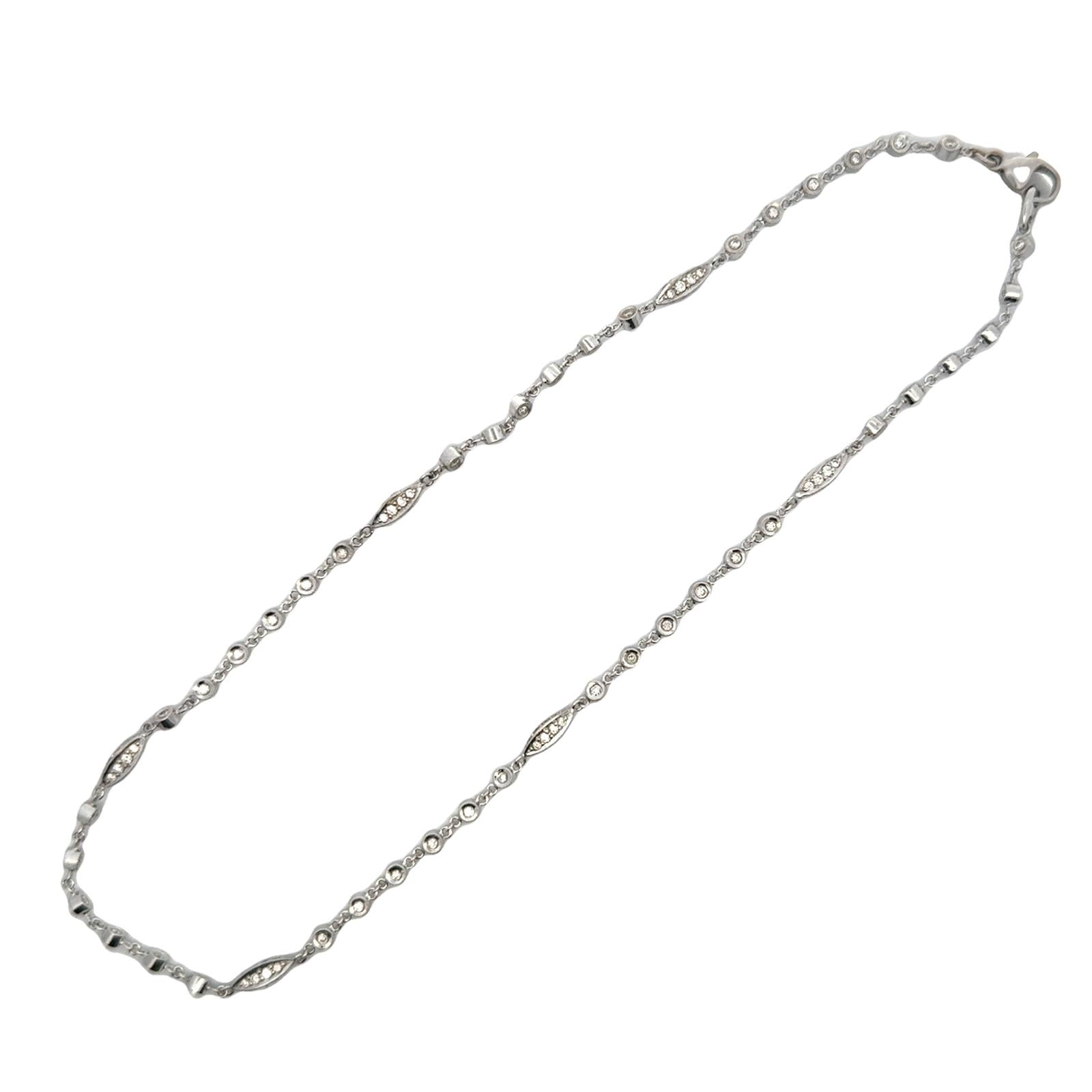 2- CTW Round Brilliant Diamond 18 Karat White Gold 16 Inch Link Necklace