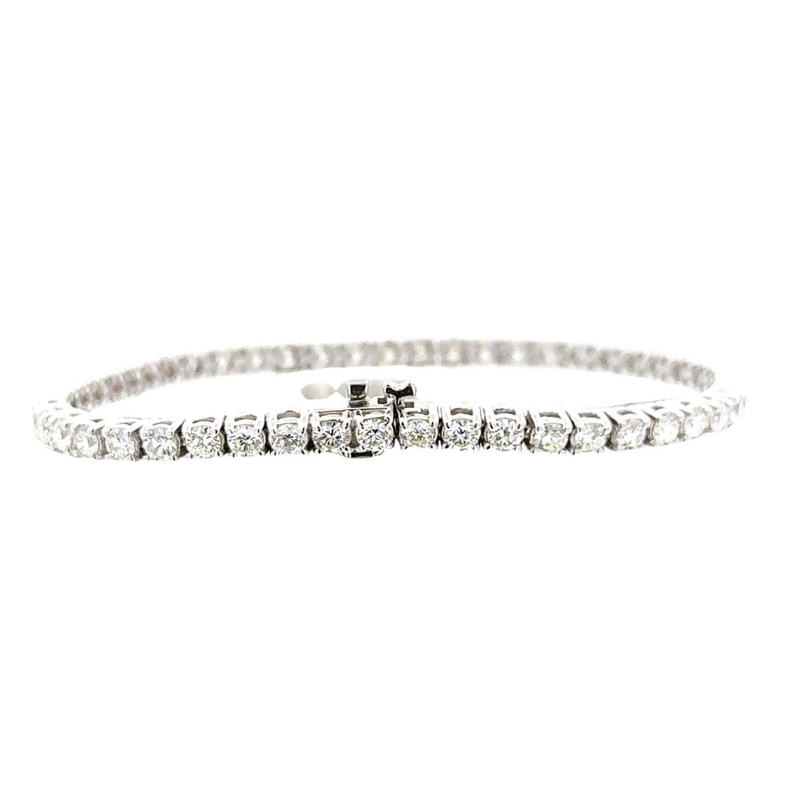 5.57 CTW Round Brilliant Diamond 14K White Gold Tennis Bracelet New