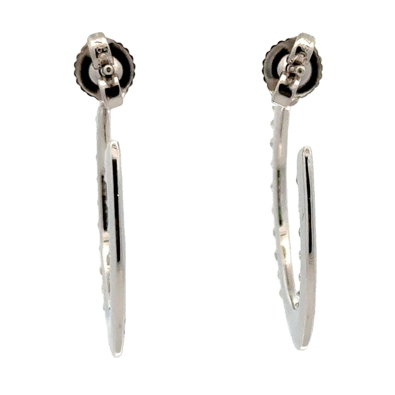 21st Century Diamond In & Out 18 Karat White Gold Thin Hoop Modern Earrings