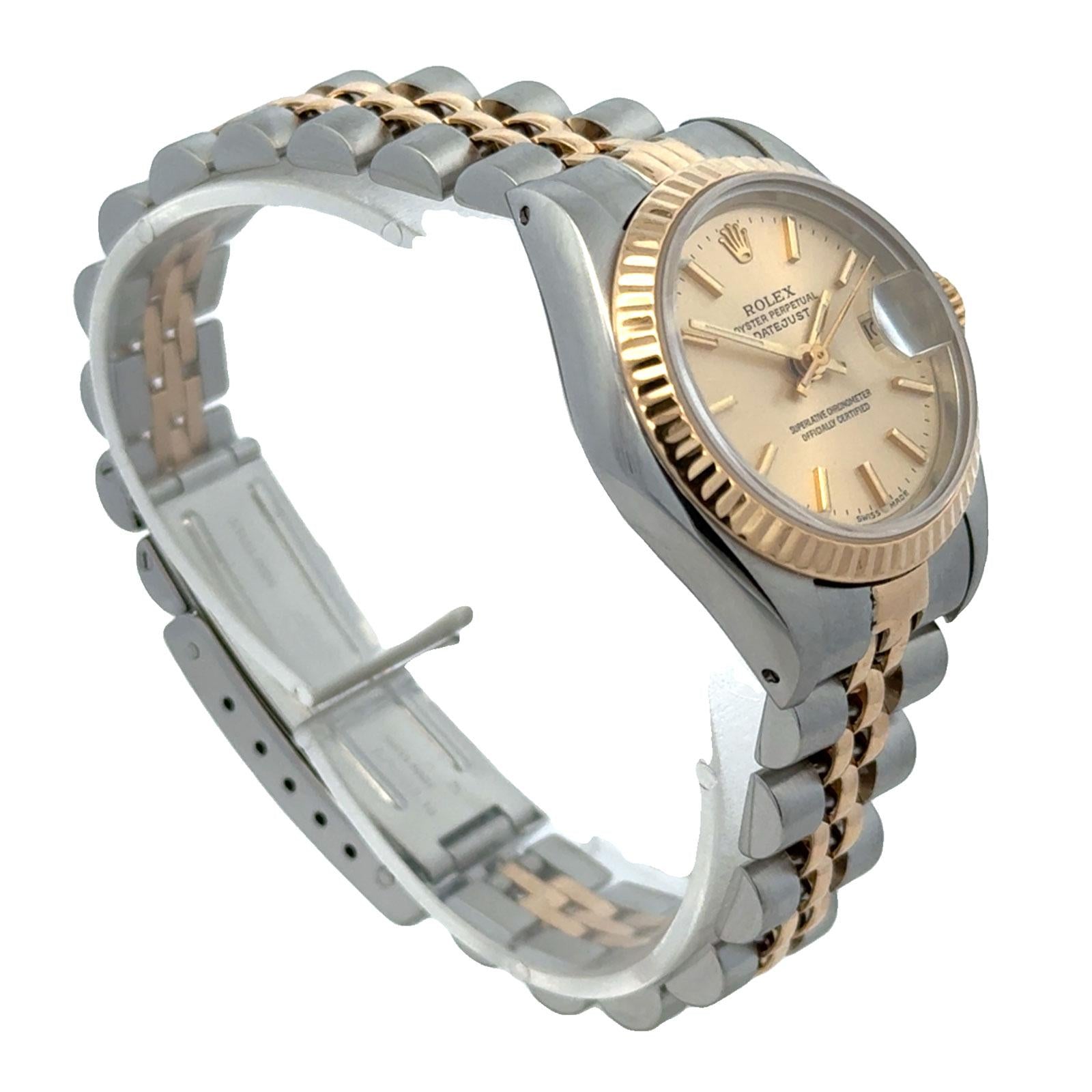 Rolex Datejust Two Tone Ladys 26mm Watch Ref 69173 Fluted Bezel Jubilee Brac