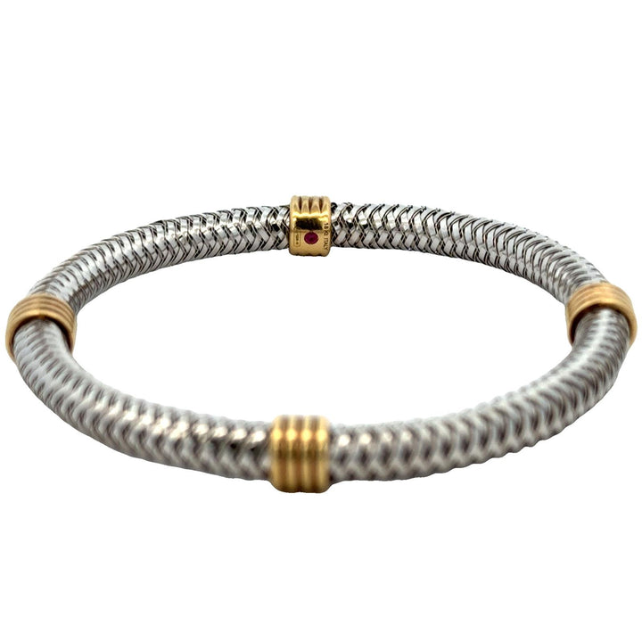 Roberto Coin Italy 18 Karat Two-Tone Gold Flexible Primavera Bangle Bracelet