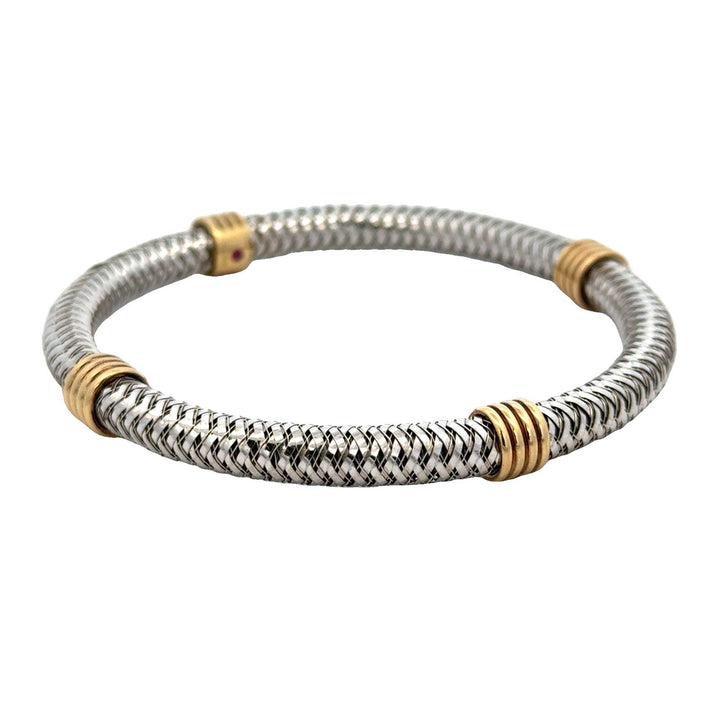 Roberto Coin Italy 18 Karat Two-Tone Gold Flexible Primavera Bangle Bracelet