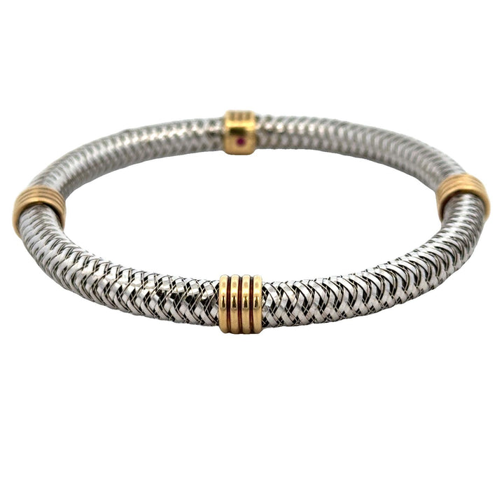 Roberto Coin Italy 18 Karat Two-Tone Gold Flexible Primavera Bangle Bracelet