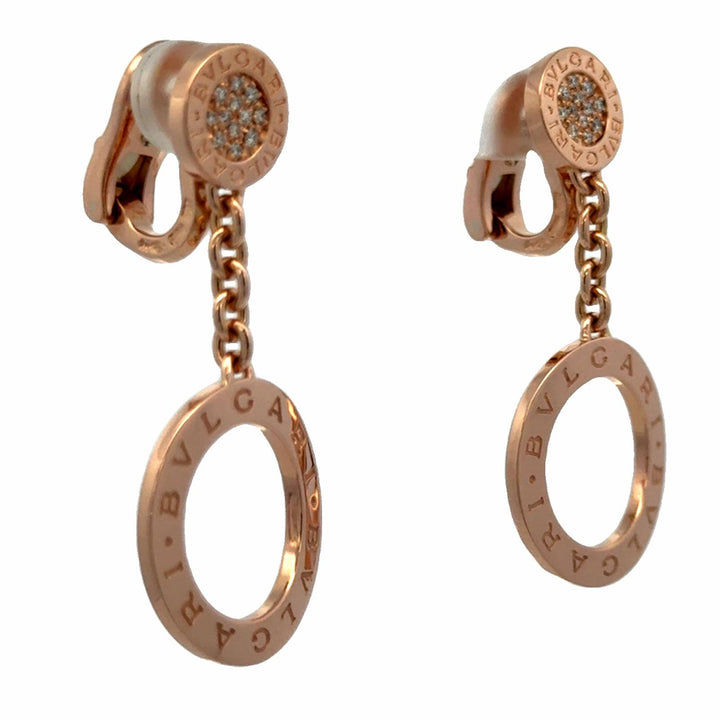 Bvlgari Bvlgari Diamond 18 Karat Yellow Gold Drop Open Circle Leverback Earrings
