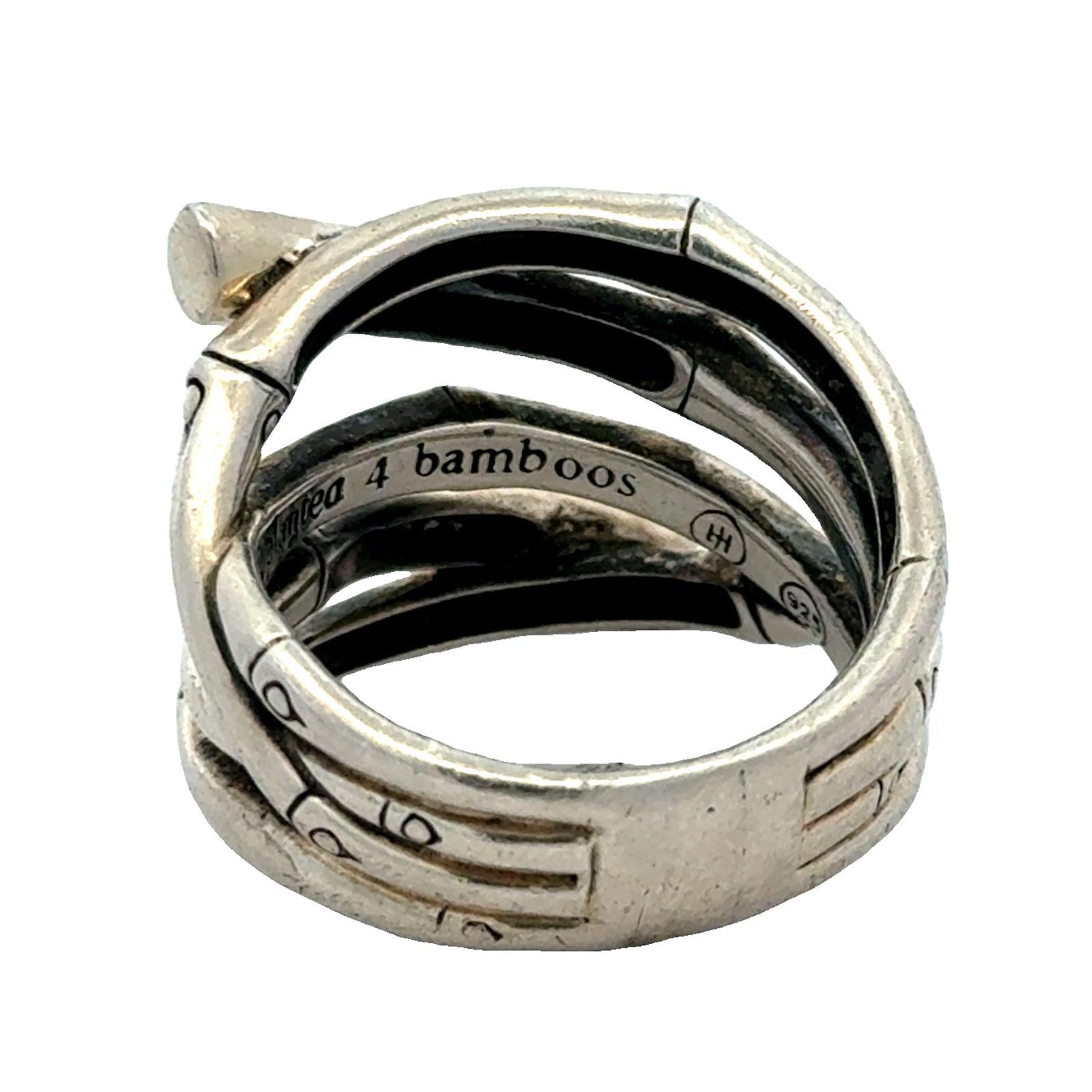 John Hardy Diamond Sterling Silver Multi-Row Wide Bamboo Band Ring