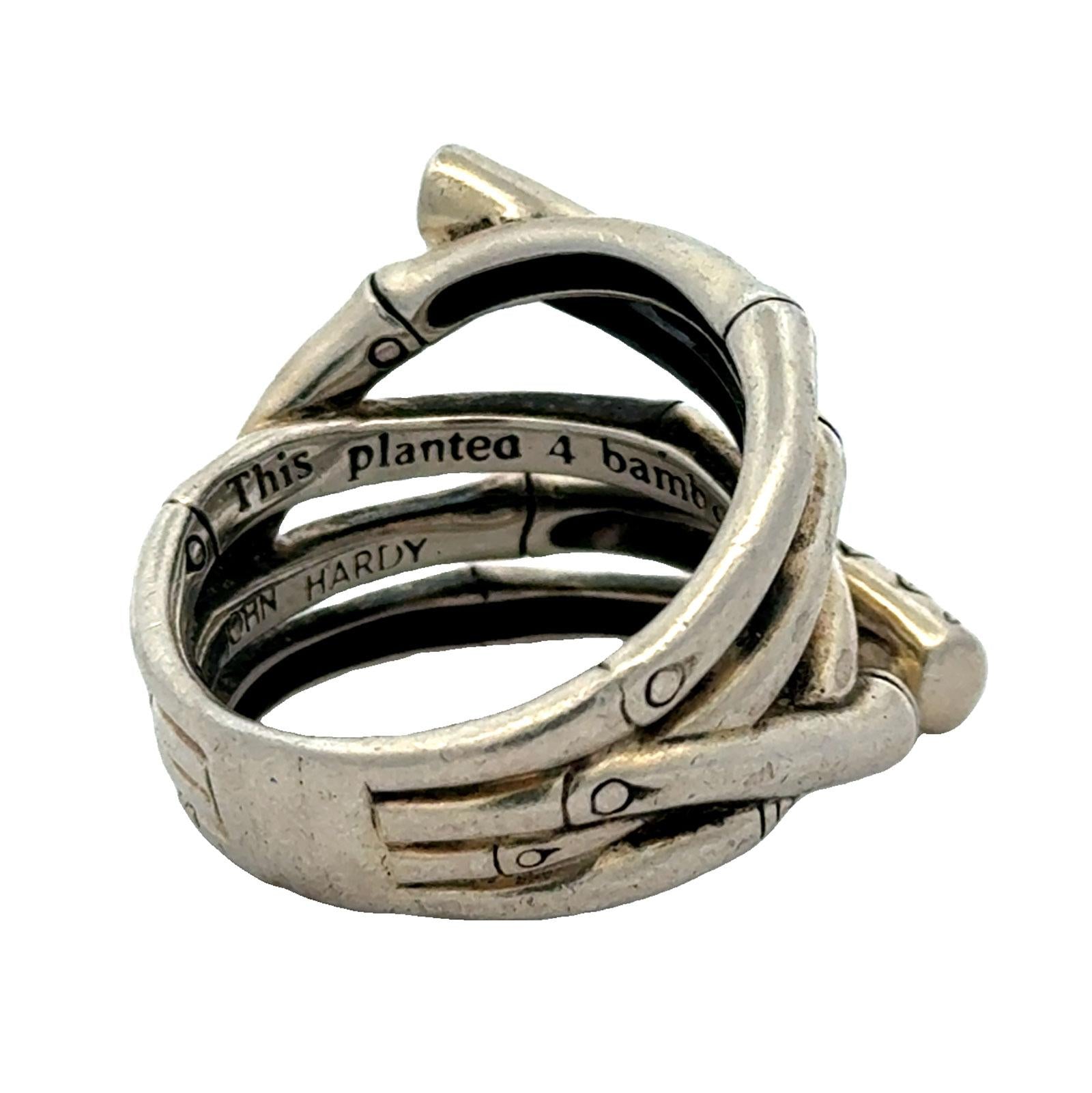John Hardy Diamond Sterling Silver Multi-Row Wide Bamboo Band Ring