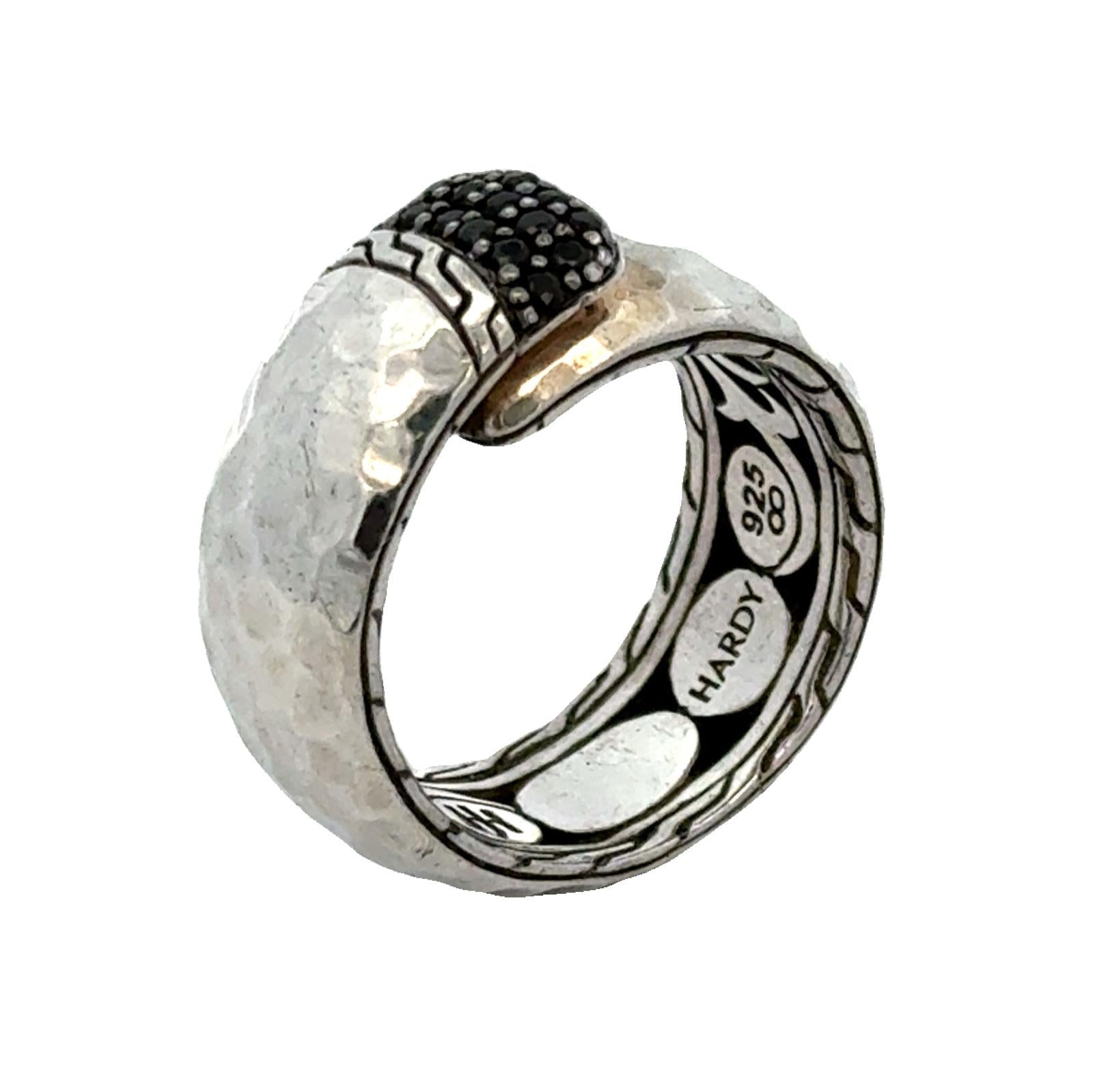 John Hardy Hammered Sterling Silver Spinel Band Ring