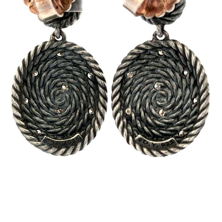 David Yurman Diamond Sterling Silver Cable Coil Drop Earrings