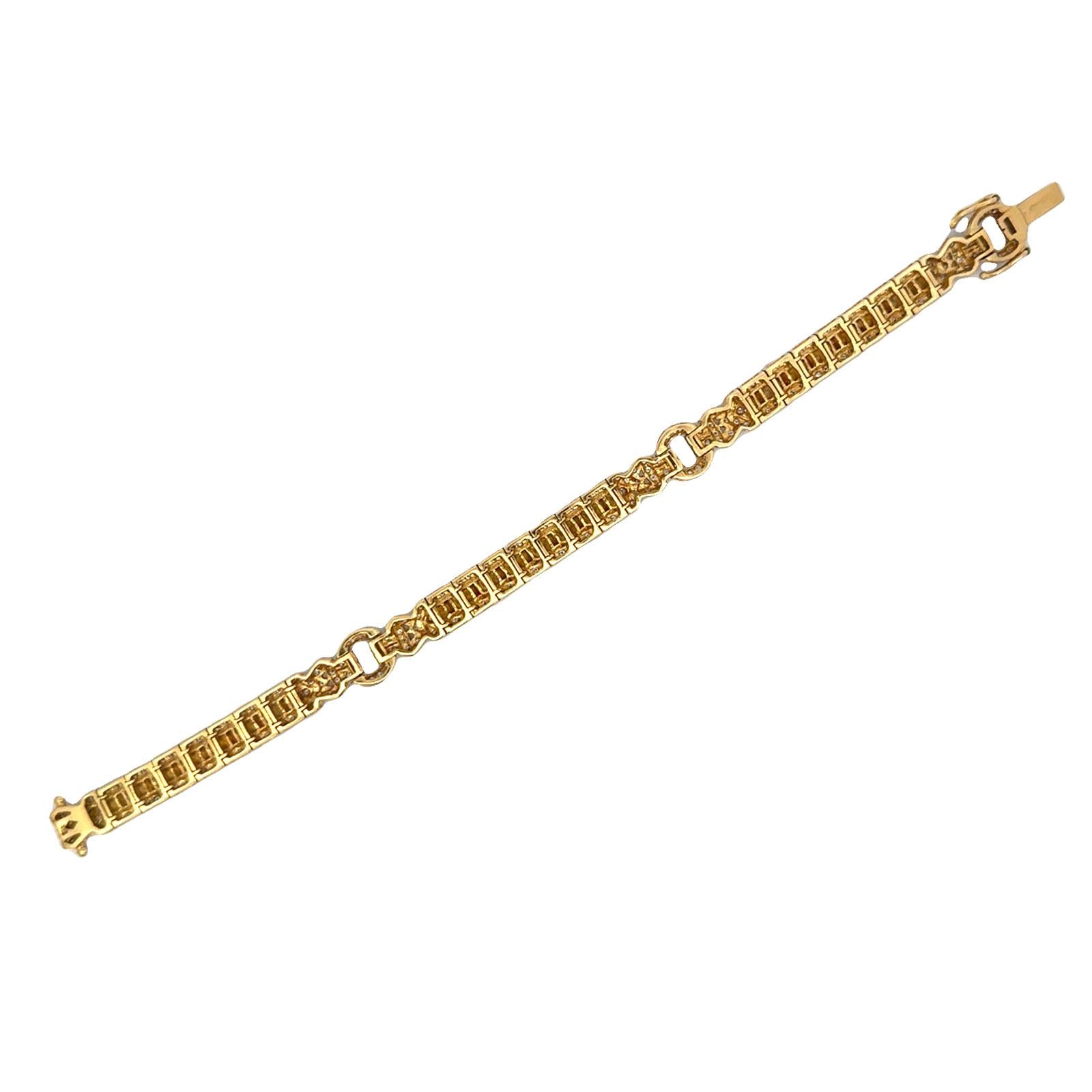 Diamond & Yellow Sapphire 18 Karat Yellow Gold Modern Link Bracelet