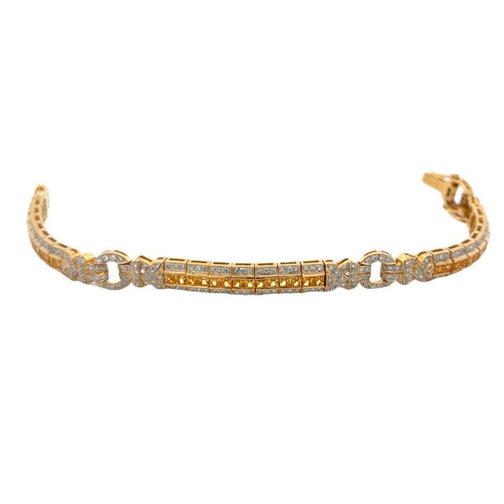 Diamond & Yellow Sapphire 18 Karat Yellow Gold Modern Link Bracelet