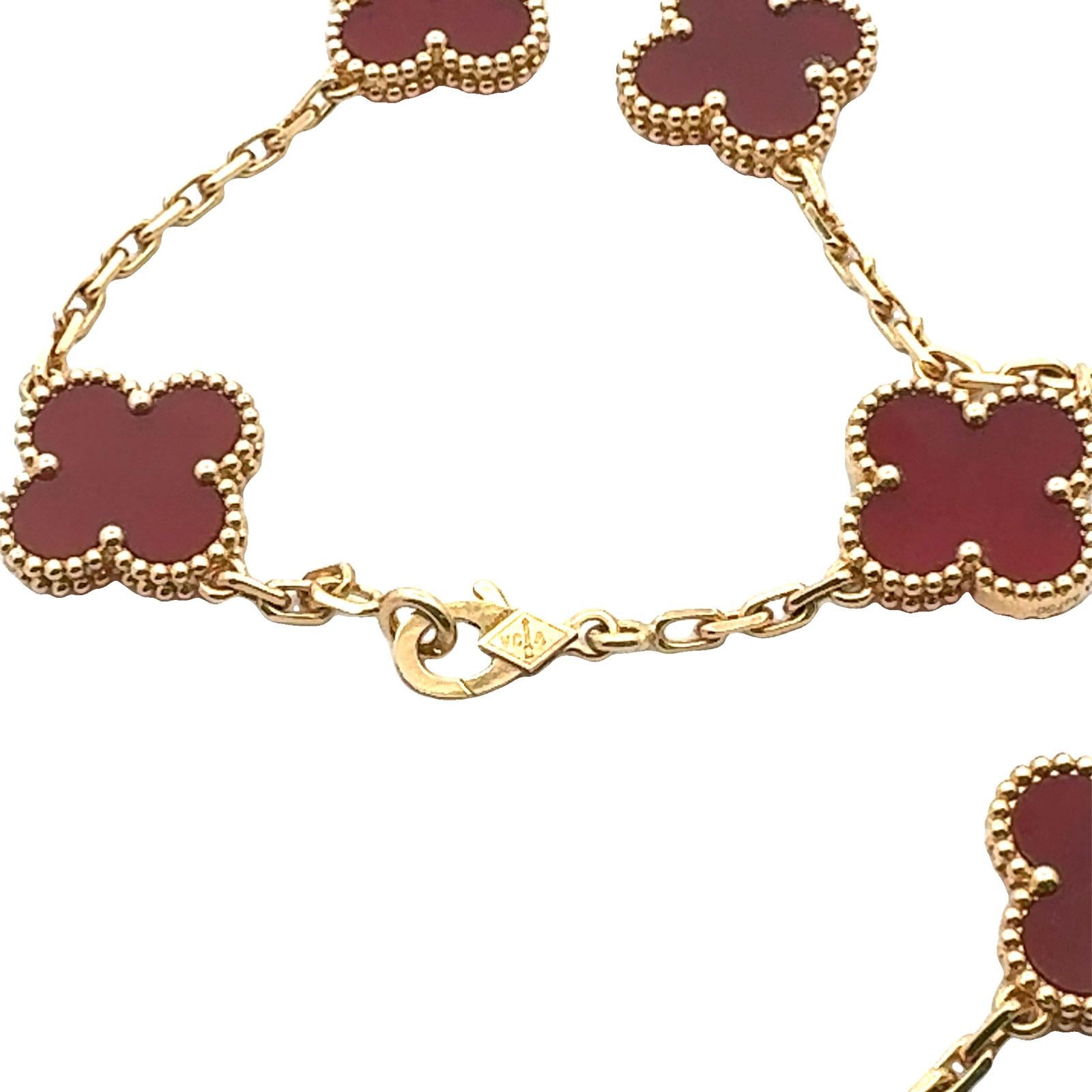 Van Cleef & Arpels Vintage Alhambra Carnelian 20 motif 18KYG Necklace Box/Paper