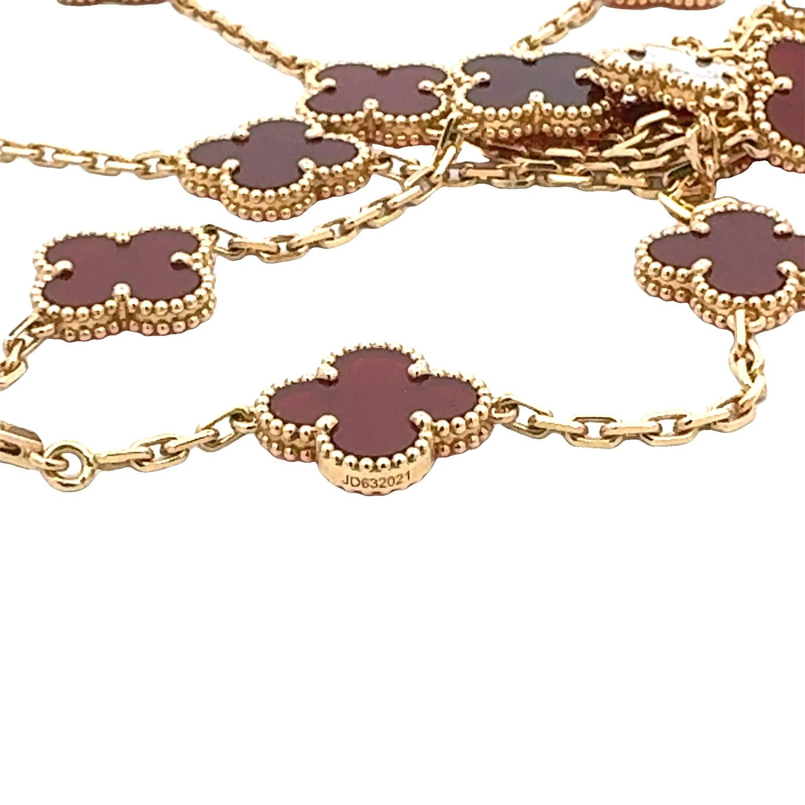 Van Cleef & Arpels Vintage Alhambra Carnelian 20 motif 18KYG Necklace Box/Paper