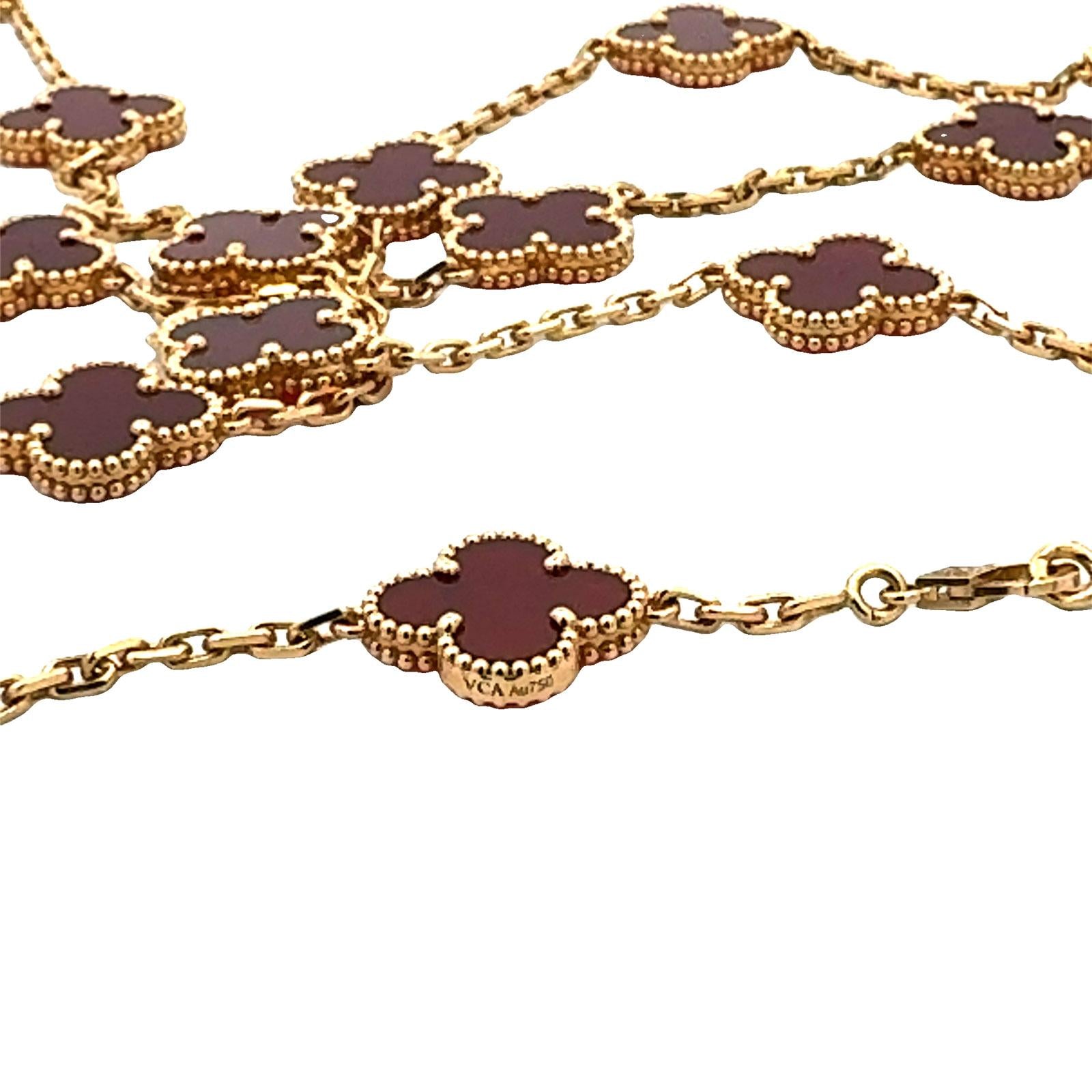 Van Cleef & Arpels Vintage Alhambra Carnelian 20 motif 18KYG Necklace Box/Paper