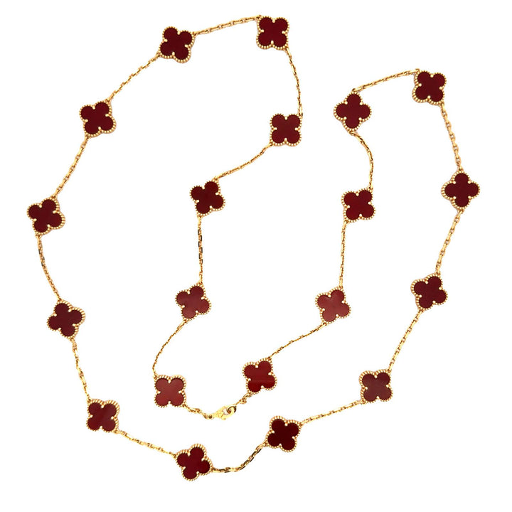 Van Cleef & Arpels Vintage Alhambra Carnelian 20 motif 18KYG Necklace Box/Paper