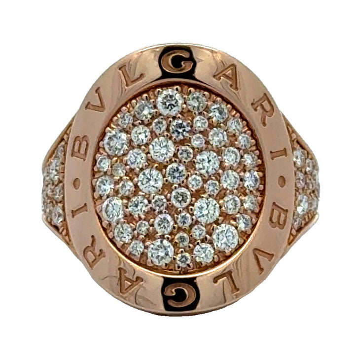 BVLGARI BVLGARI Pavé Diamond 18 Karat Rose Gold Statement Ring