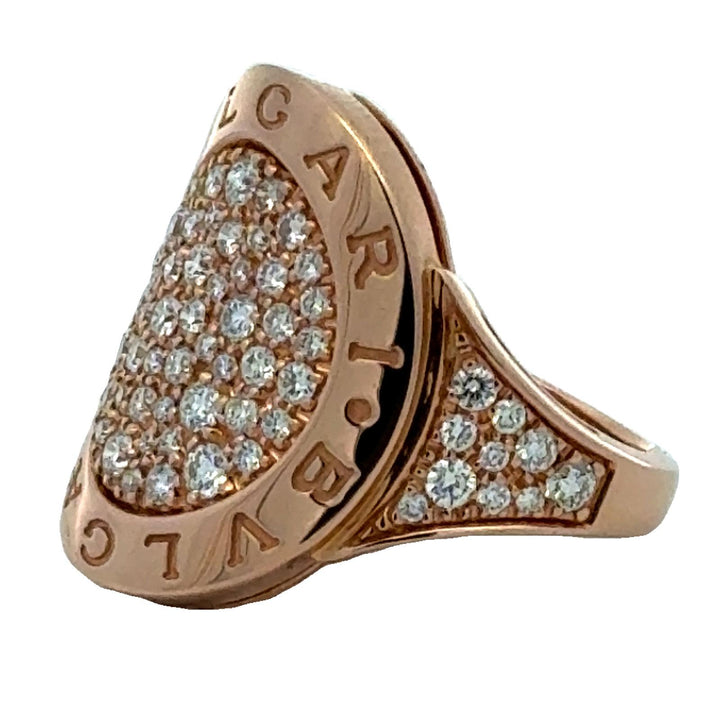BVLGARI BVLGARI Pavé Diamond 18 Karat Rose Gold Statement Ring