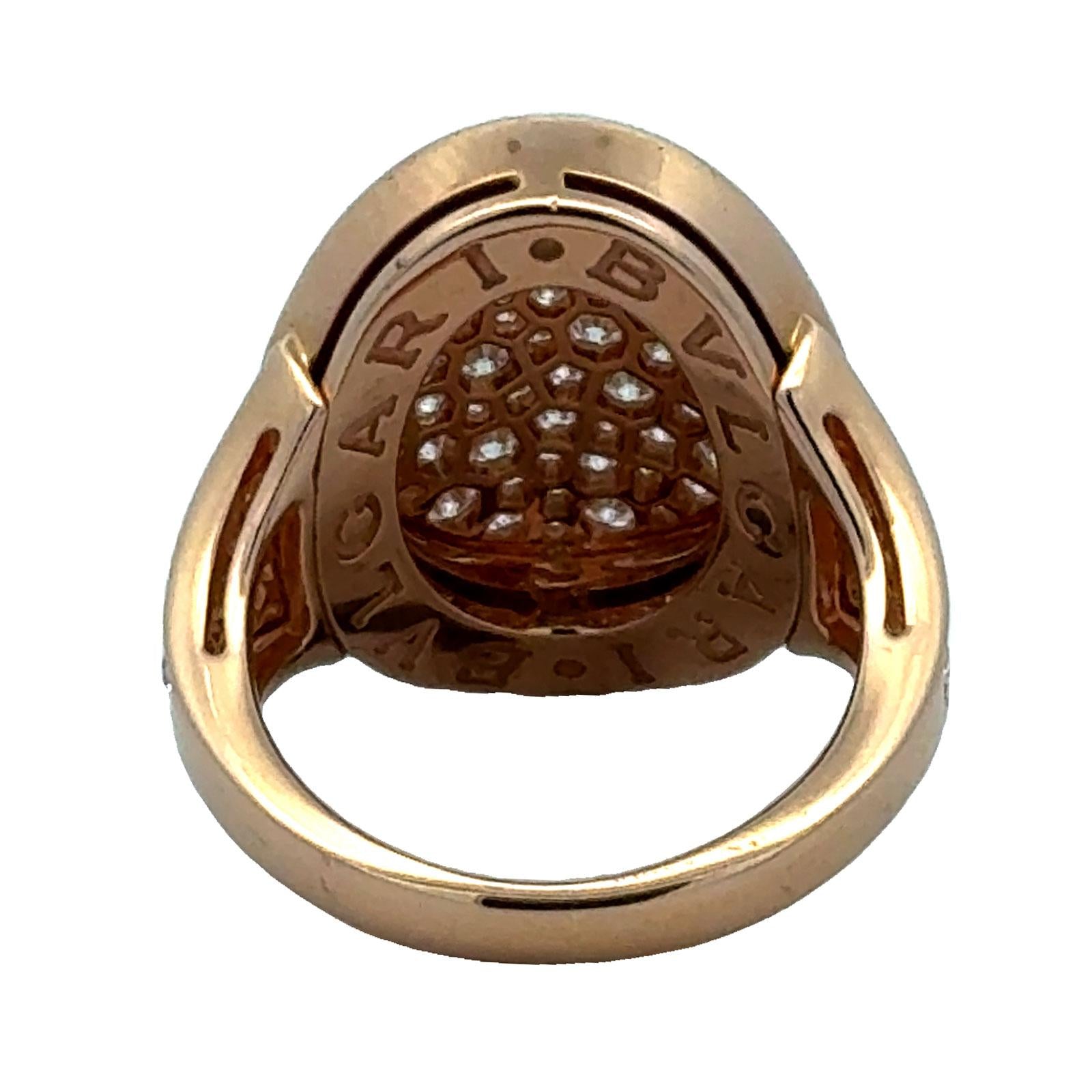 BVLGARI BVLGARI Pavé Diamond 18 Karat Rose Gold Statement Ring