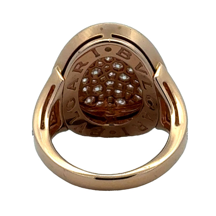BVLGARI BVLGARI Pavé Diamond 18 Karat Rose Gold Statement Ring