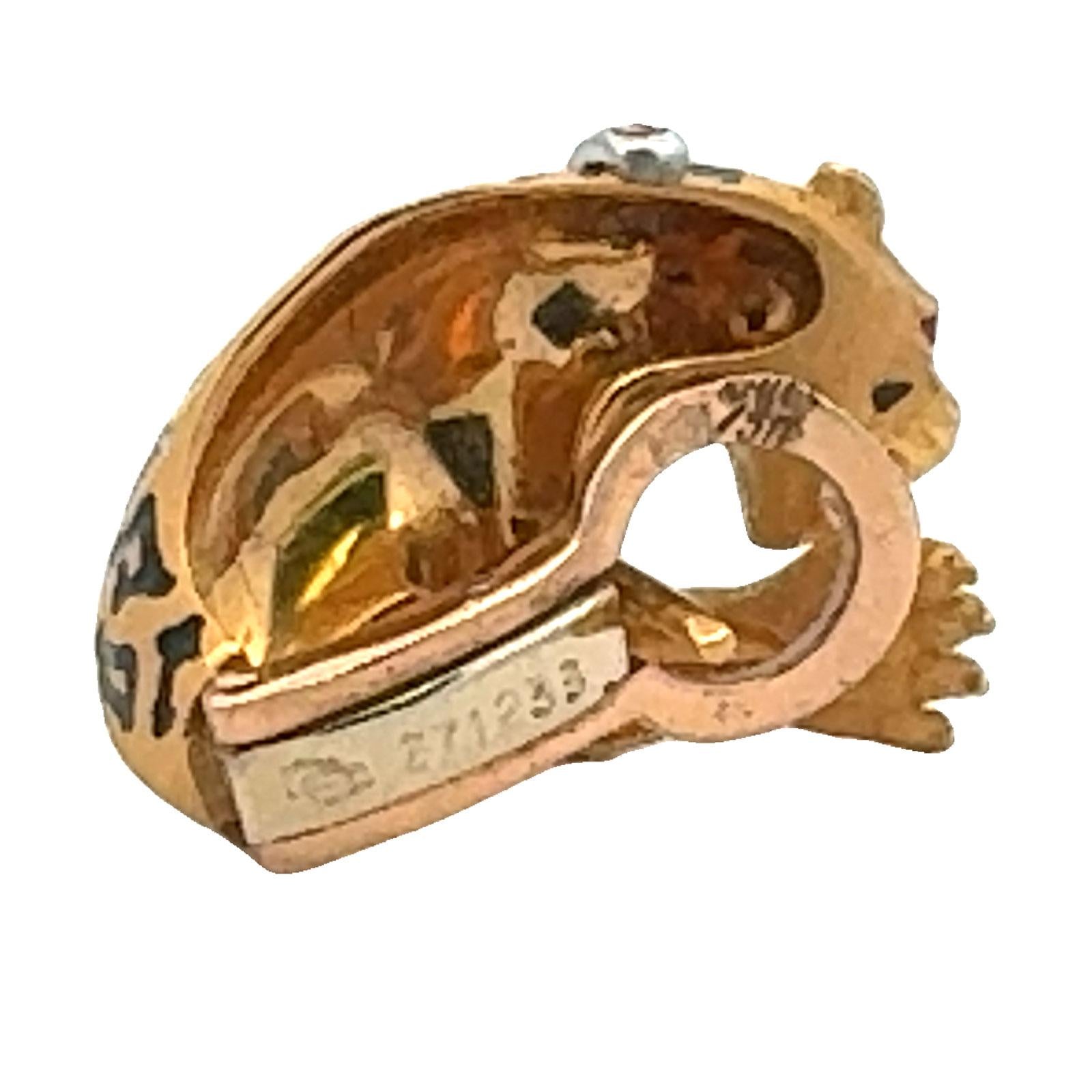 Carrera Y Carrera 18K Yellow Gold Diamond & Enamel Panther Earrings