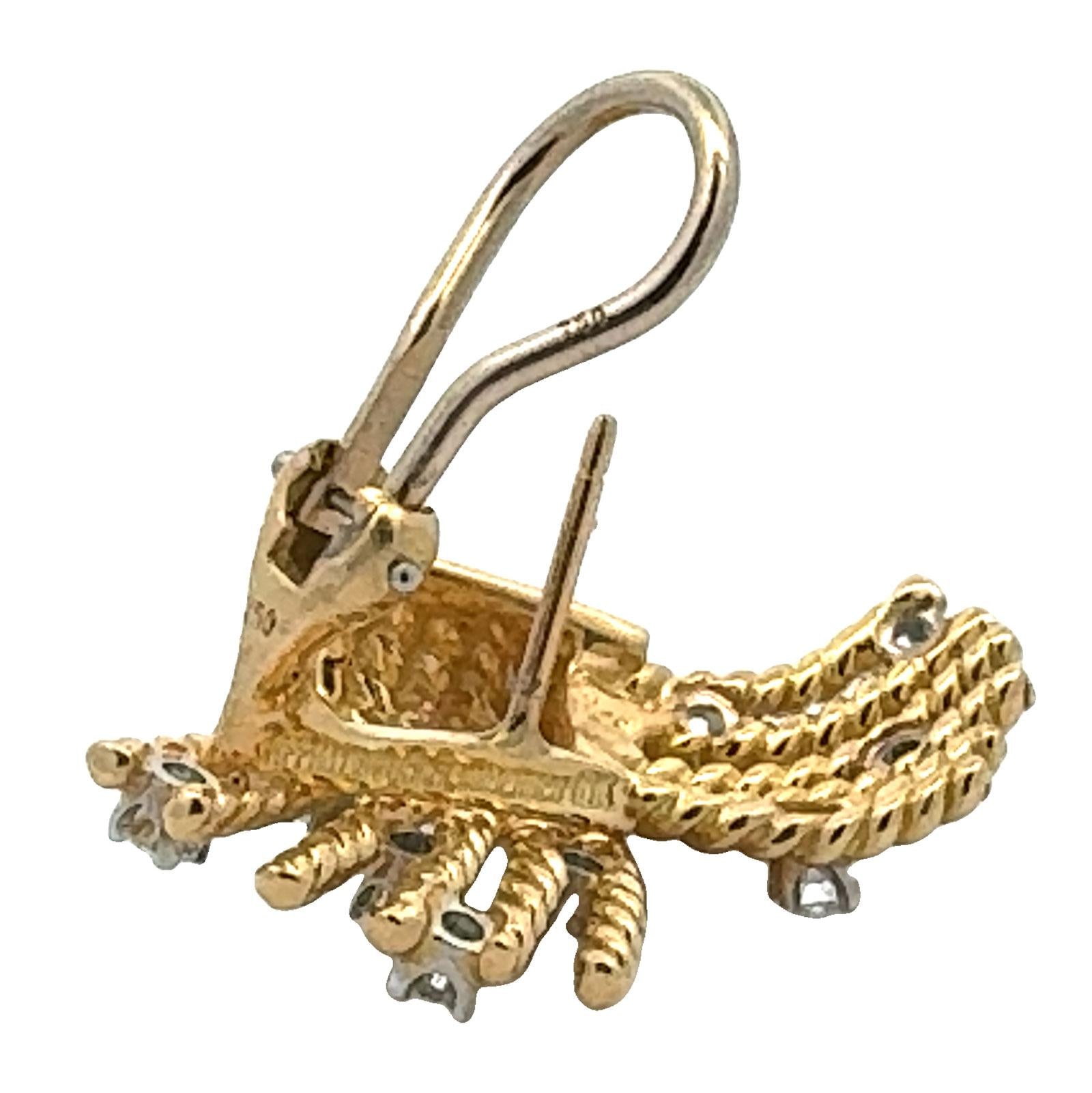 Jean Schlumberger Tiffany & Company V-Rope Diamond 18KYG Earrings