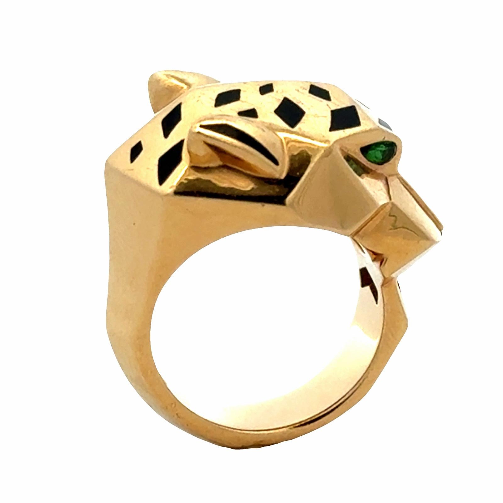 Cartier Panthère de Cartier Tsavortie Black Onyx 18KYG Ring B&P Size 54 ( US 7)