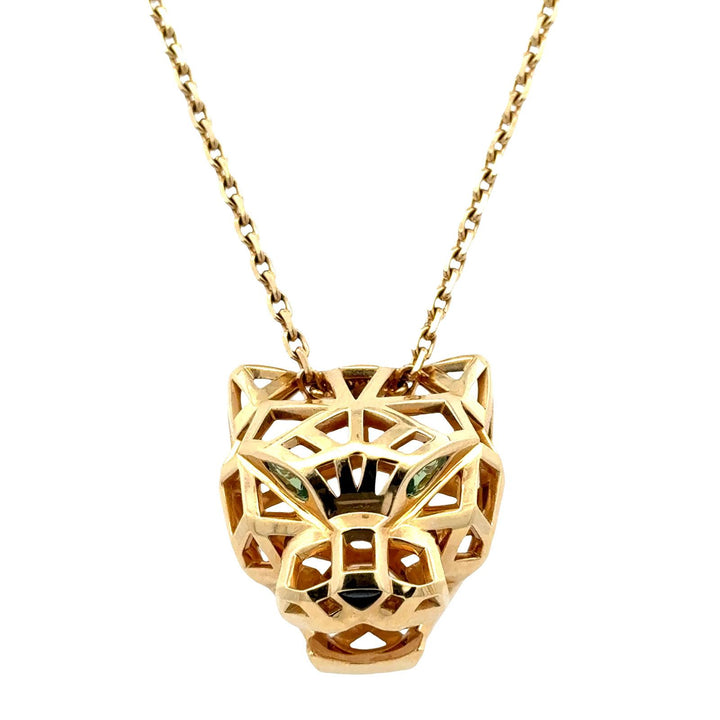 Cartier Tsavorite Black Onyx Panthere De Cartier 18KYG Pendant Necklace B&P's