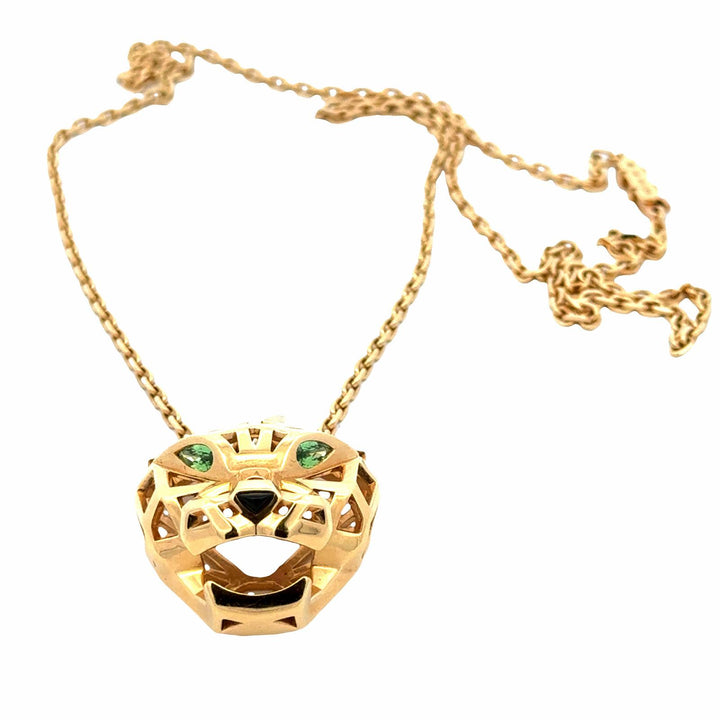 Cartier Tsavorite Black Onyx Panthere De Cartier 18KYG Pendant Necklace B&P's