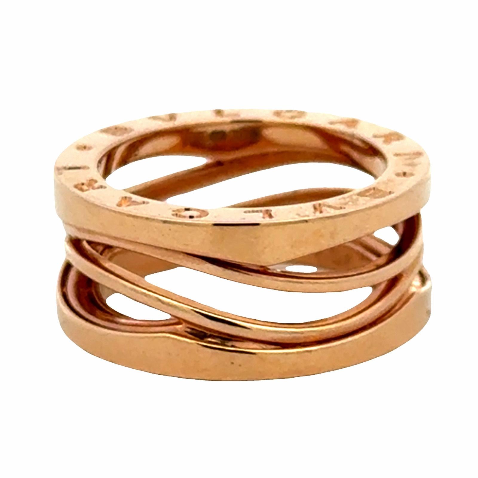 Bvlgari BZero Legend 18 Karat Rose Gold Ring Size 53 (6) B&P’s New