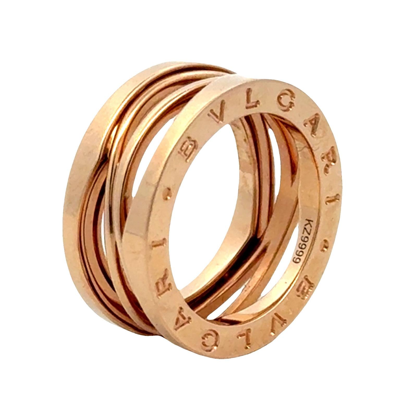 Bvlgari BZero Legend 18 Karat Rose Gold Ring Size 53 (6) B&P’s New