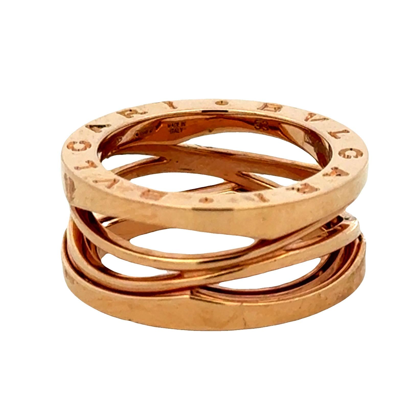 Bvlgari BZero Legend 18 Karat Rose Gold Ring Size 53 (6) B&P’s New