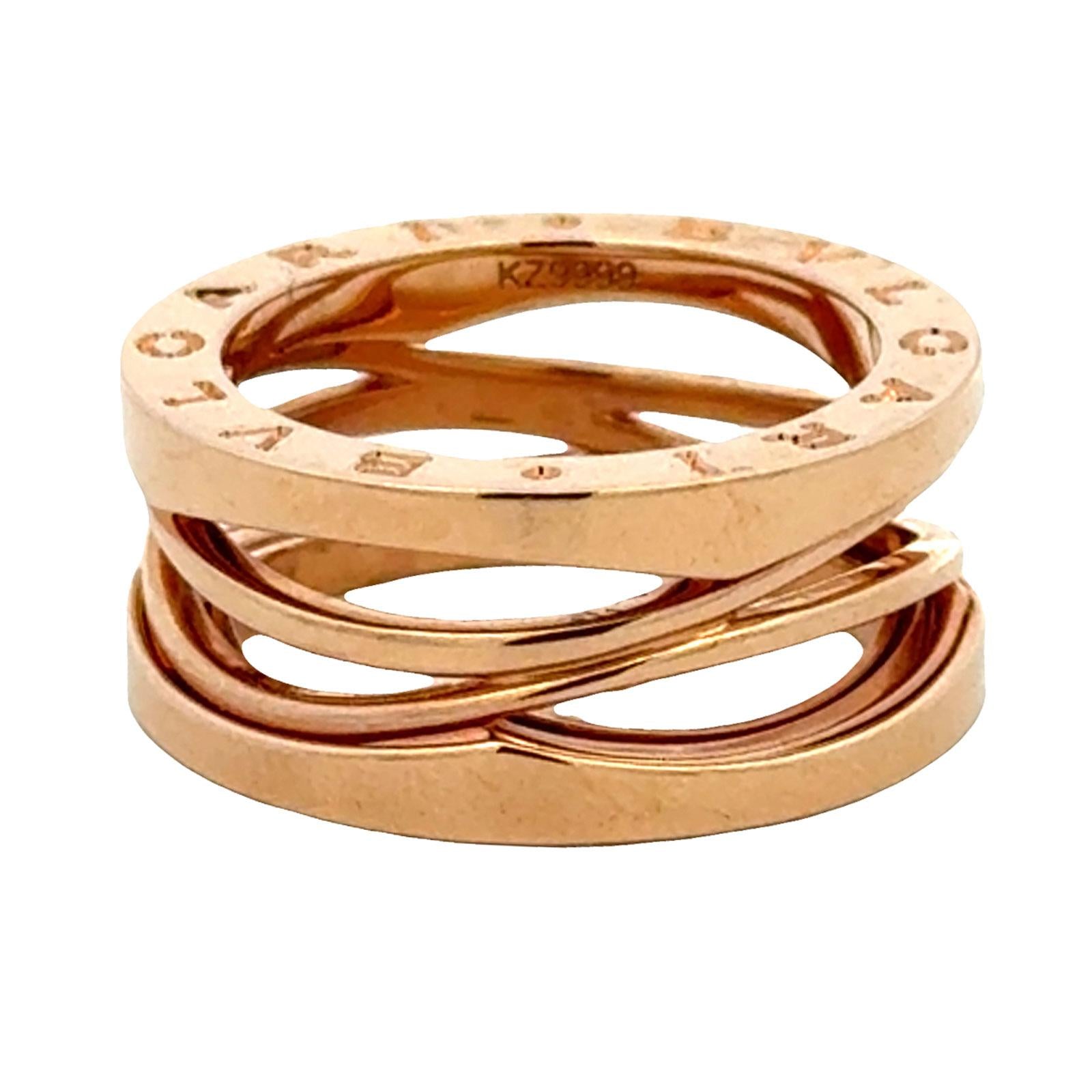 Bvlgari BZero Legend 18 Karat Rose Gold Ring Size 53 (6) B&P’s New