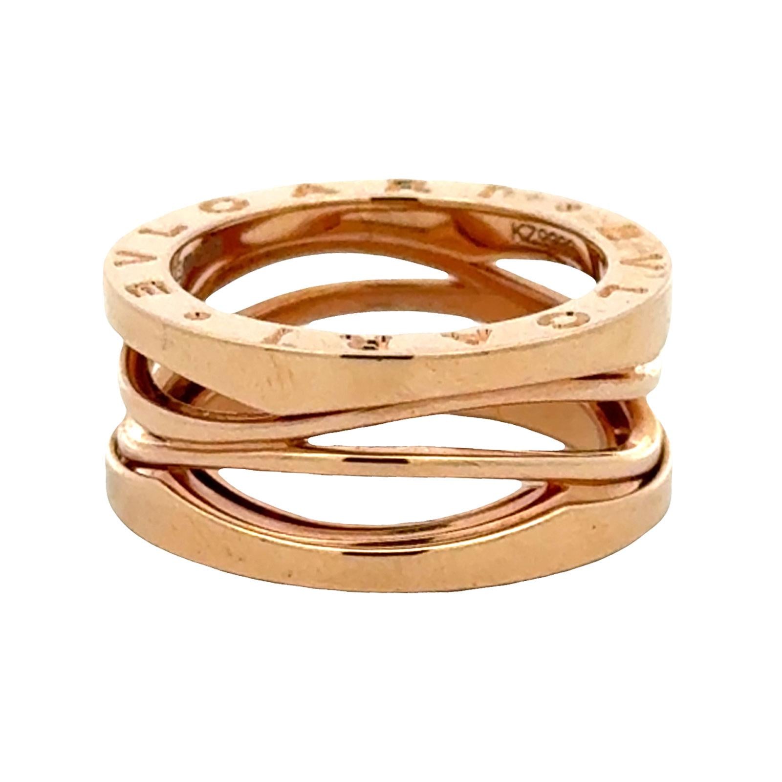 Bvlgari BZero Legend 18 Karat Rose Gold Ring Size 53 (6) B&P’s New