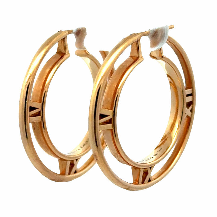 Tiffany & Co. Atlas Medallion 18 Karat Rose Gold Hoop Earrings