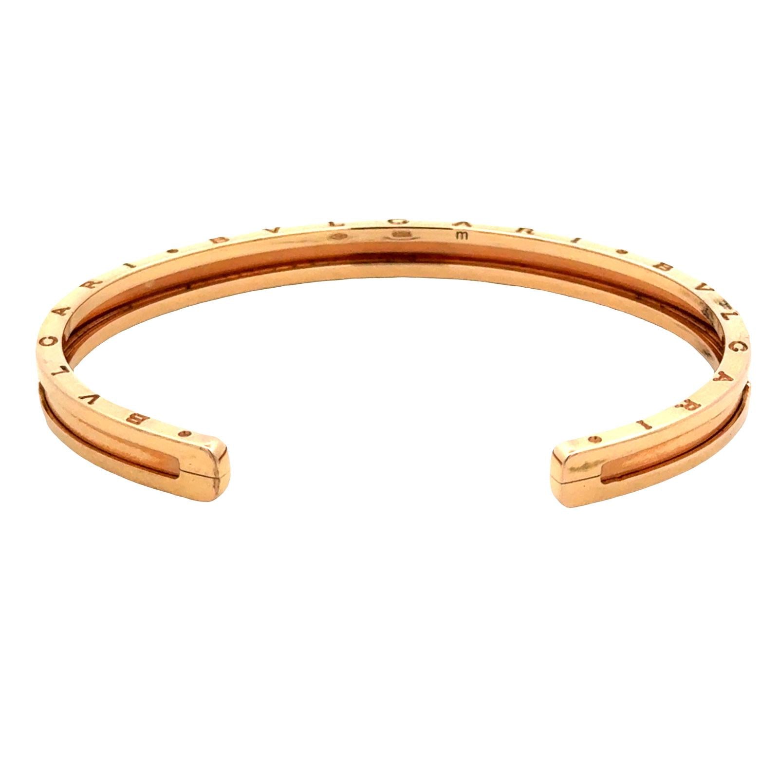 Bvlgari BZero 18 Karat Rose Gold Cuff Bangle Bracelet New Box & Papers