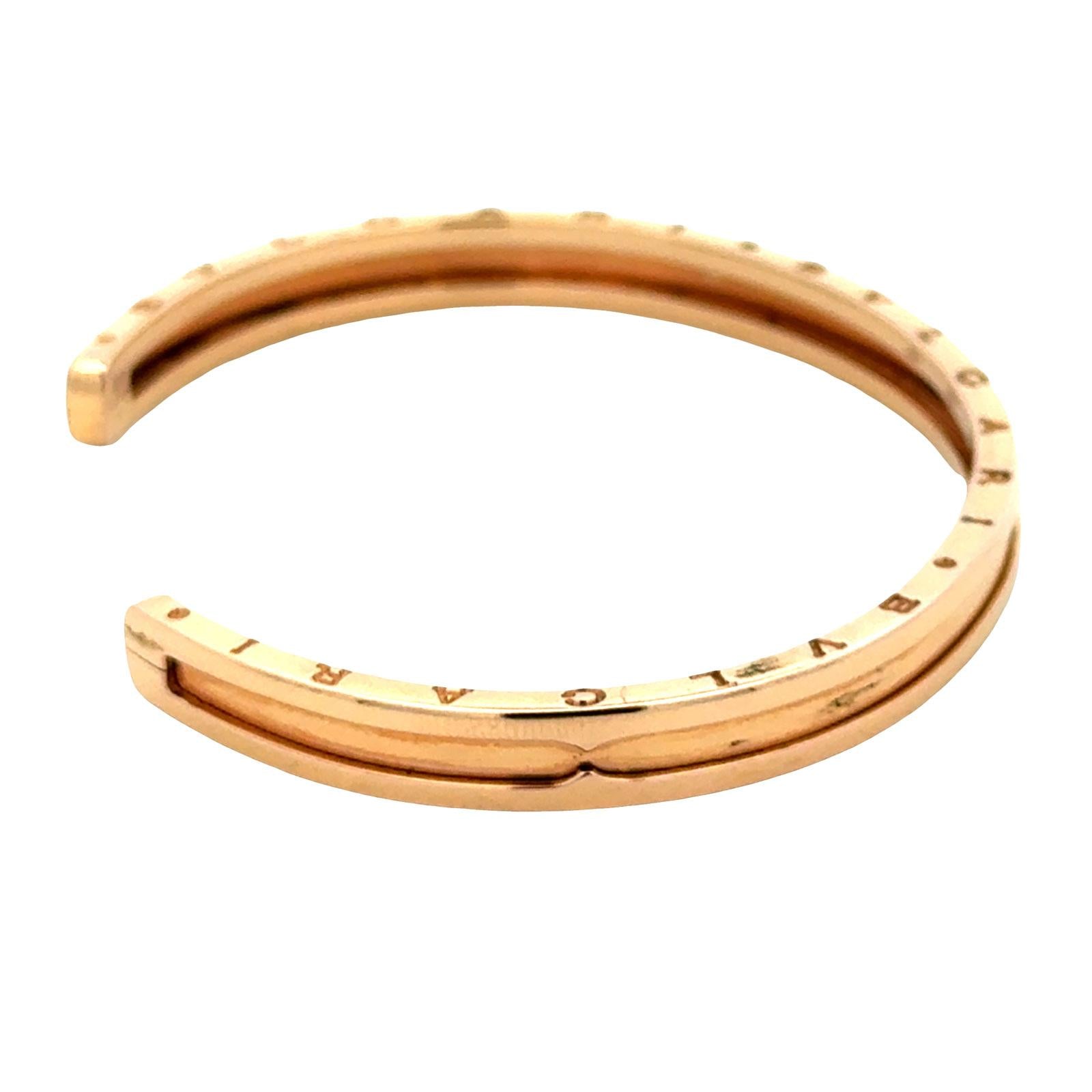 Bvlgari BZero 18 Karat Rose Gold Cuff Bangle Bracelet New Box & Papers