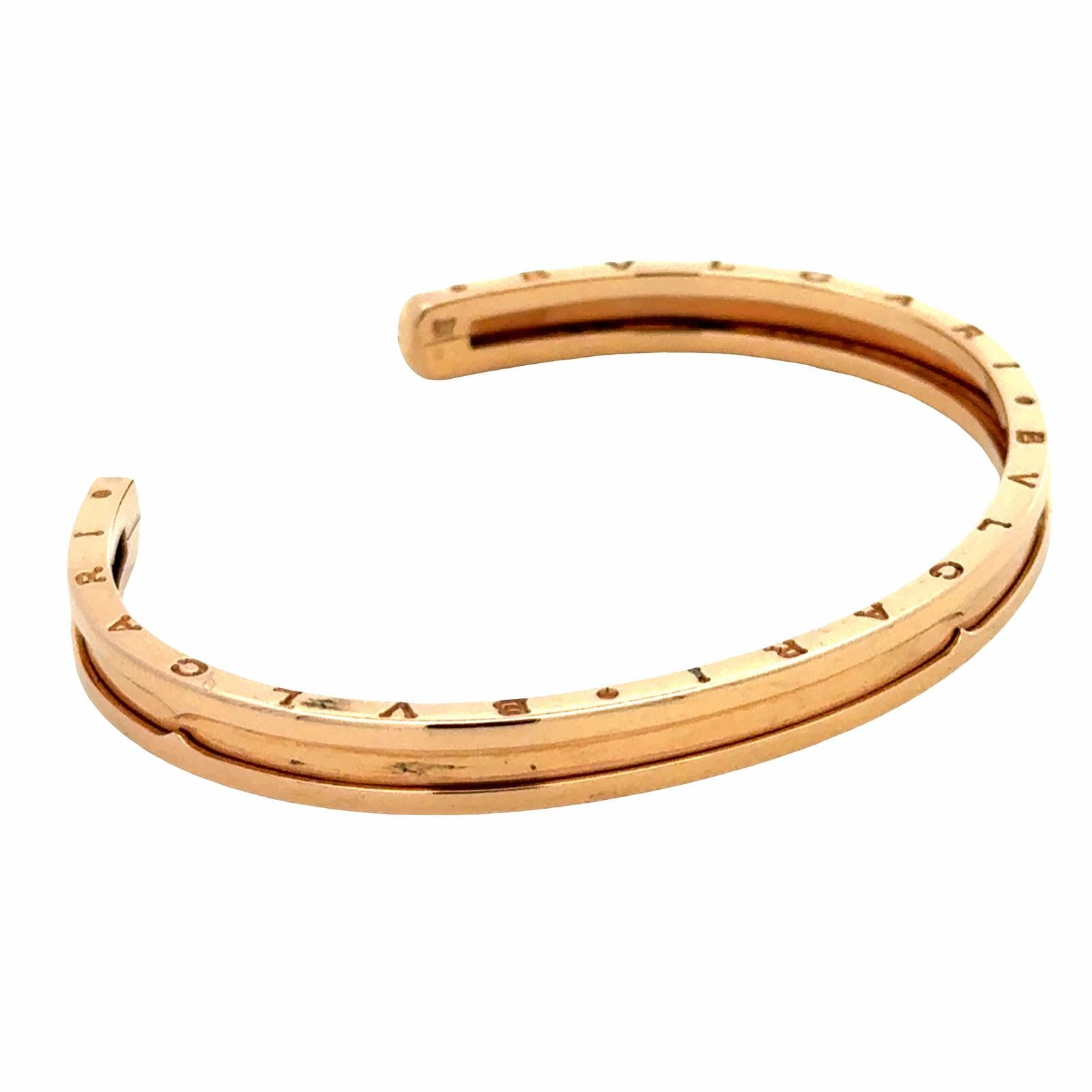 Bvlgari BZero 18 Karat Rose Gold Cuff Bangle Bracelet New Box & Papers