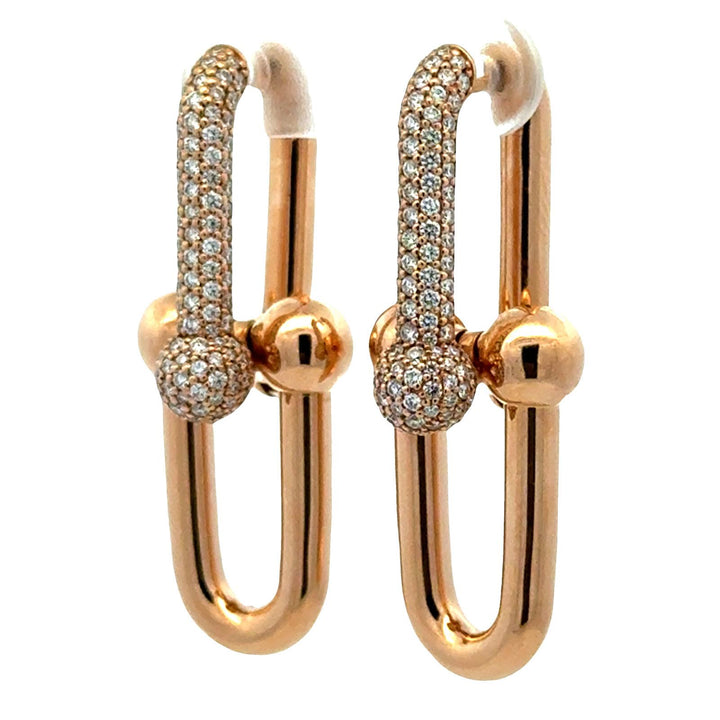 Tiffany & Co. Hardware Large Link Diamond 18 Karat Yellow Gold Drop Earrings