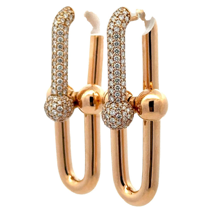 Tiffany & Co. Hardware Large Link Diamond 18 Karat Yellow Gold Drop Earrings