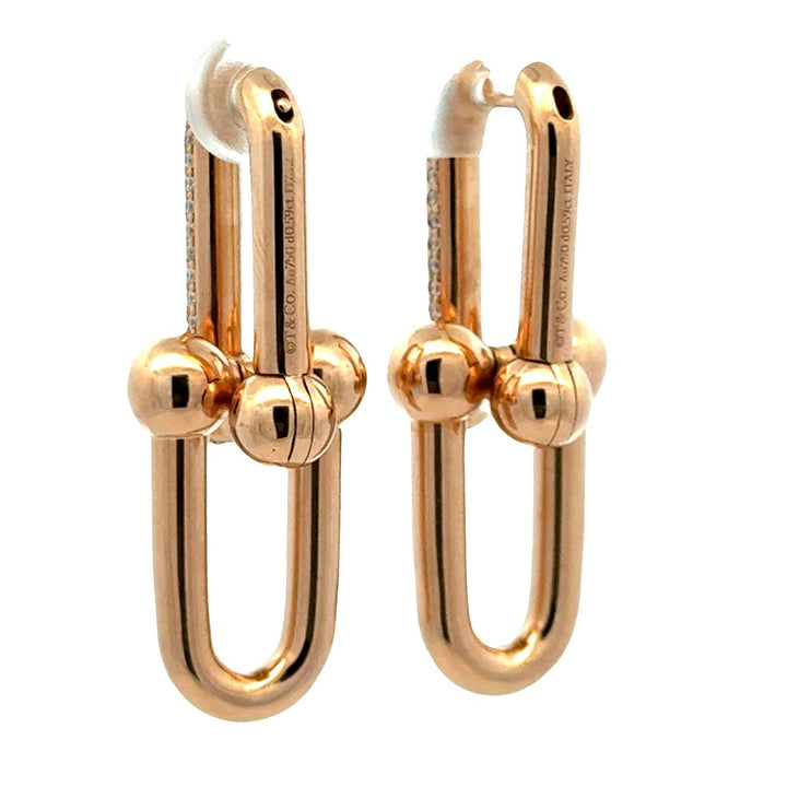 Tiffany & Co. Hardware Large Link Diamond 18 Karat Yellow Gold Drop Earrings