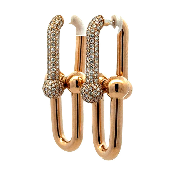 Tiffany & Co. Hardware Large Link Diamond 18 Karat Yellow Gold Drop Earrings