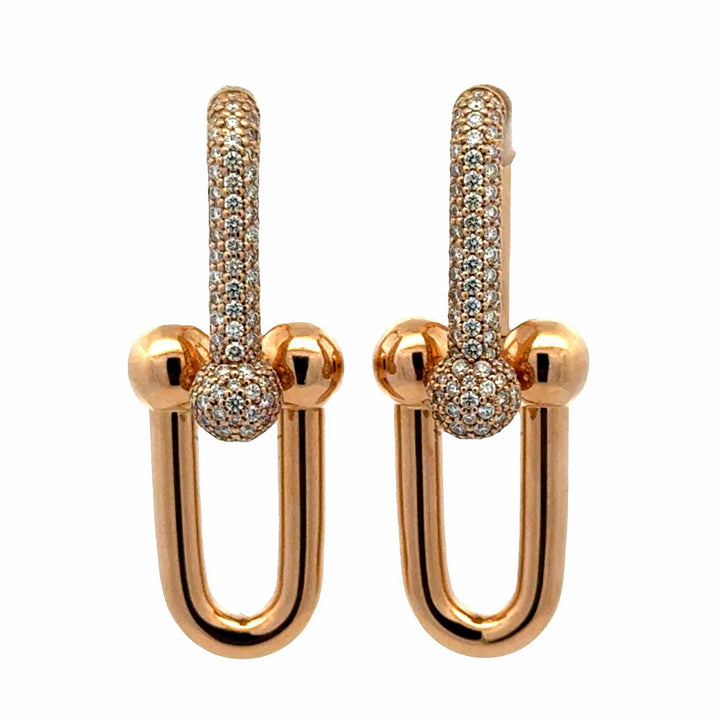 Tiffany & Co. Hardware Large Link Diamond 18 Karat Yellow Gold Drop Earrings