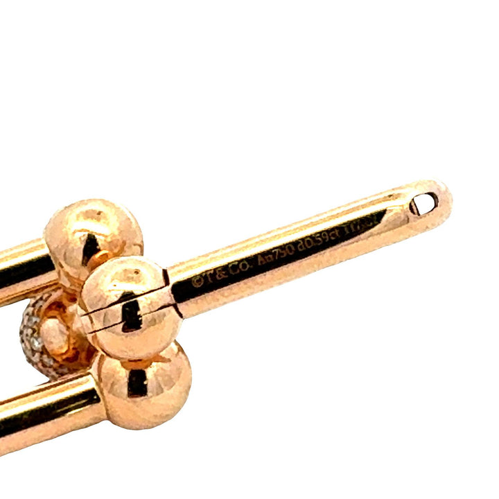Tiffany & Co. Hardware Large Link Diamond 18 Karat Yellow Gold Drop Earrings