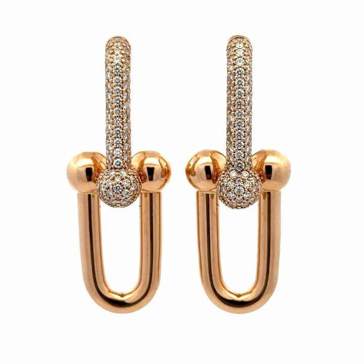 Tiffany & Co. Hardware Large Link Diamond 18 Karat Yellow Gold Drop Earrings