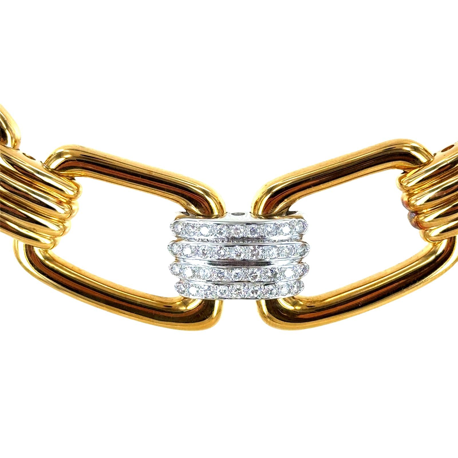 Late 20th Century Diamond 18 Karat Yellow Gold Statement Choker Link Necklace