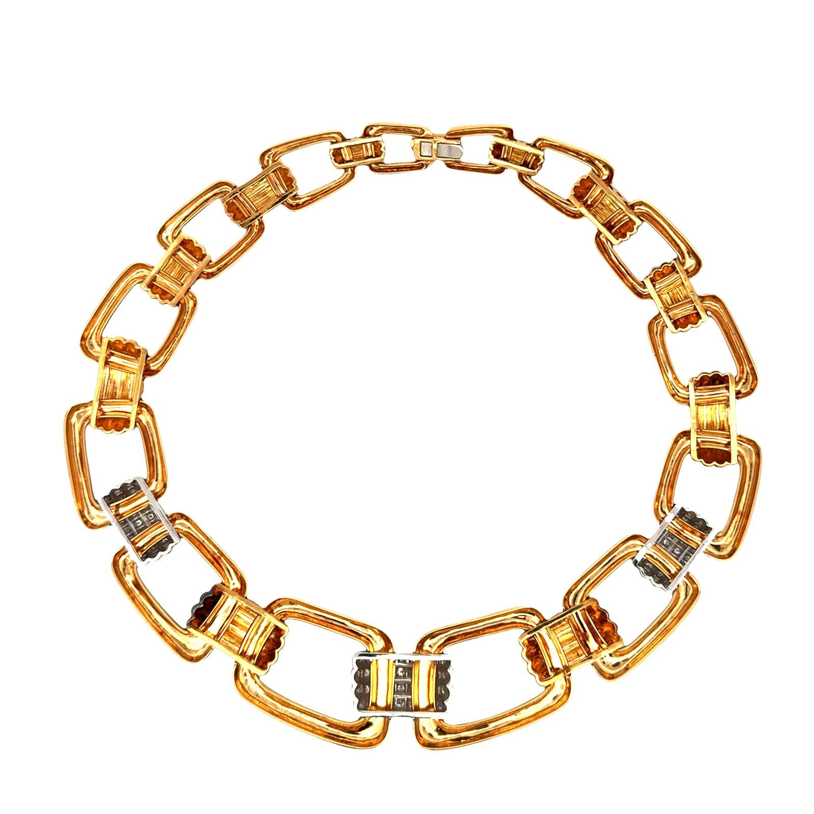 Late 20th Century Diamond 18 Karat Yellow Gold Statement Choker Link Necklace