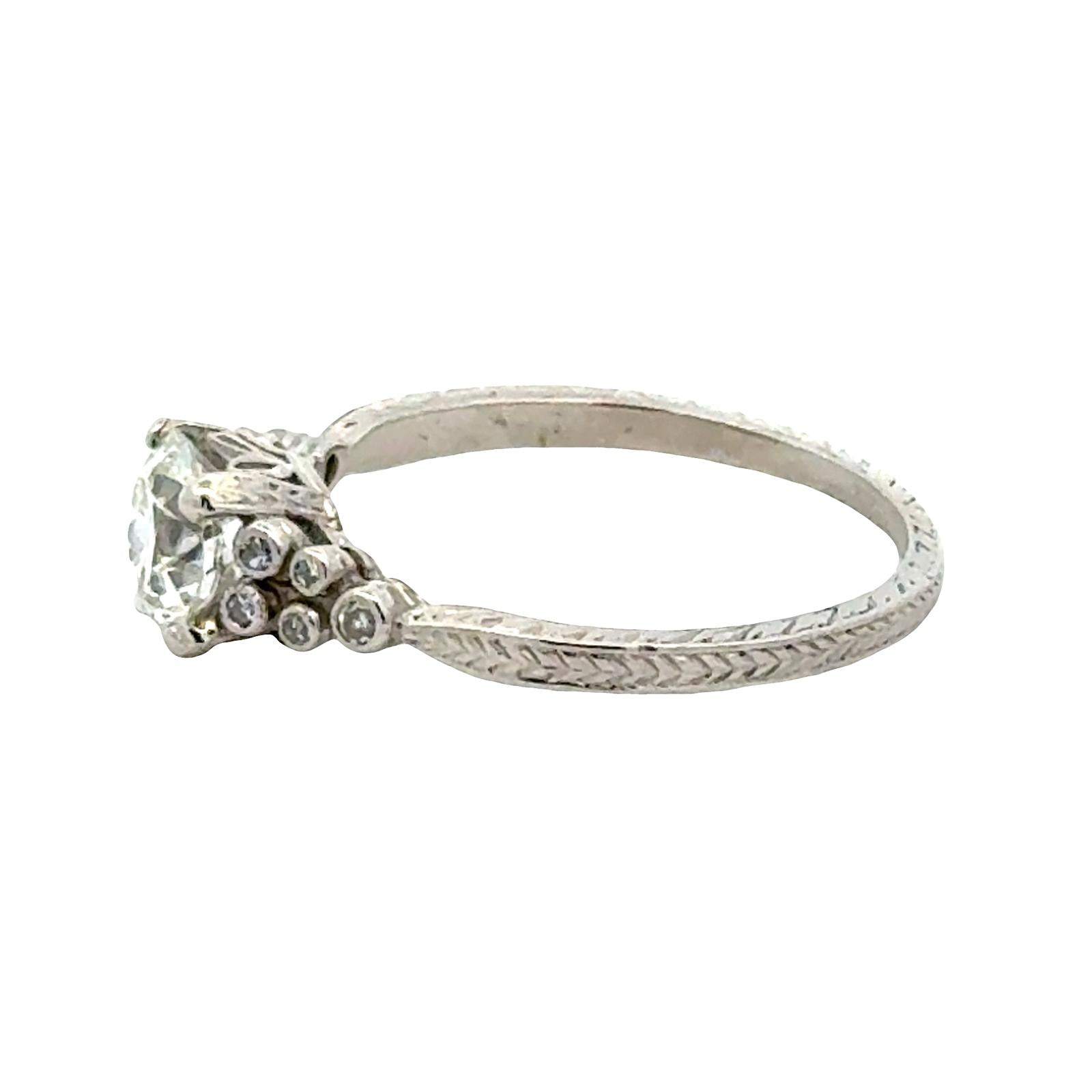 Old European Cut Diamond Platinum Vintage Engagement Ring